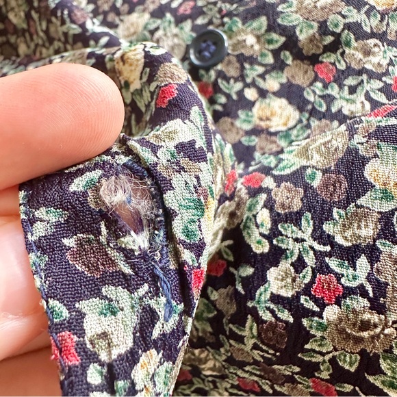 VINTAGE MIDI PLEATED BUTTONED DRESS FLORAL SLEEVELESS NEUTRAL XS S - Picture 11 of 11